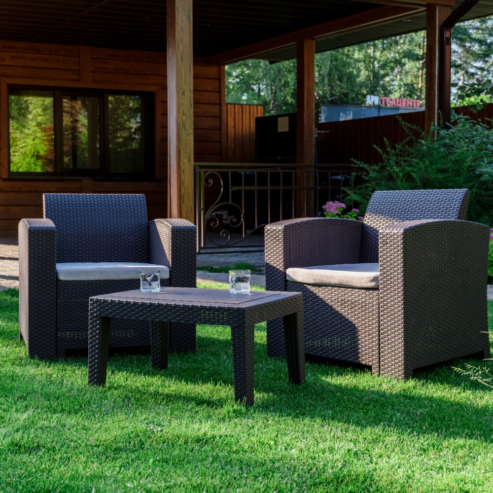 Комплект на 2 персоны Royal Family LANA LUX XS со столом и креслами, коричневый из пластика 6